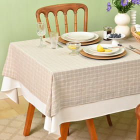 北欧格纹系列双层桌布简约格纹纯棉台布