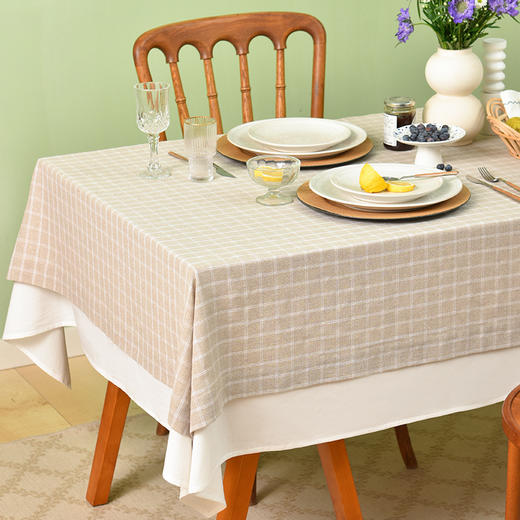 北欧格纹系列双层桌布简约格纹纯棉台布 商品图0