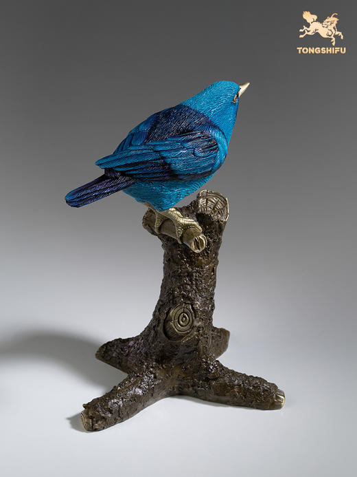 铜师傅 铜摆件《铜师傅百鸟集》之蓝锥嘴雀 家居饰品 商品图1