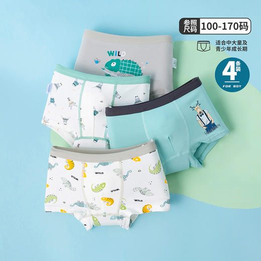 贝贝怡儿童内裤抑菌四角宝宝底裤大童男孩平角内裤（4条装） 商品图7