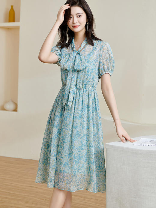 米思阳2025夏季新款甜美浪漫碎花裙绑带收腰显瘦遮肉连衣裙子1358 商品图1