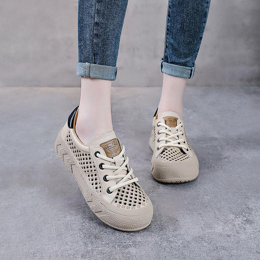 YR 1178镂空厚底罗马凉鞋包头真皮头层牛皮休闲板鞋 商品图0