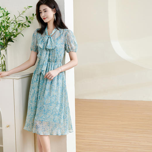 米思阳2025夏季新款甜美浪漫碎花裙绑带收腰显瘦遮肉连衣裙子1358 商品图0