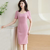 剩S 米思阳2024夏季新款甜美优雅纯色连衣裙收腰显瘦修身短袖裙子1431 商品缩略图0