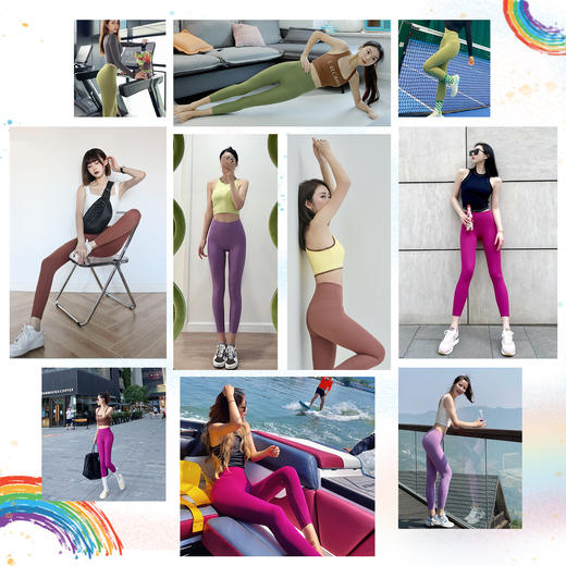 大爆款【裸感彩虹裤】11CM高腰 不带Y线 九分瑜伽裤 商品图2