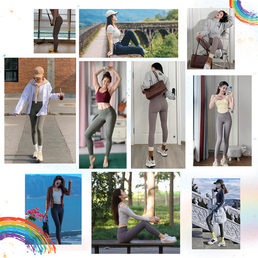 大爆款【裸感彩虹裤】11CM高腰 不带Y线 九分瑜伽裤 商品图1