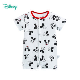 迪士尼童装男童纯棉前开连体衣夏季亲肤舒适米奇宝宝新生儿哈衣