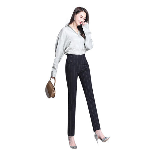 HY-8338zsz裤子女新款西裤黑色高腰显瘦西装微弹垂坠女士哈伦裤 商品图4