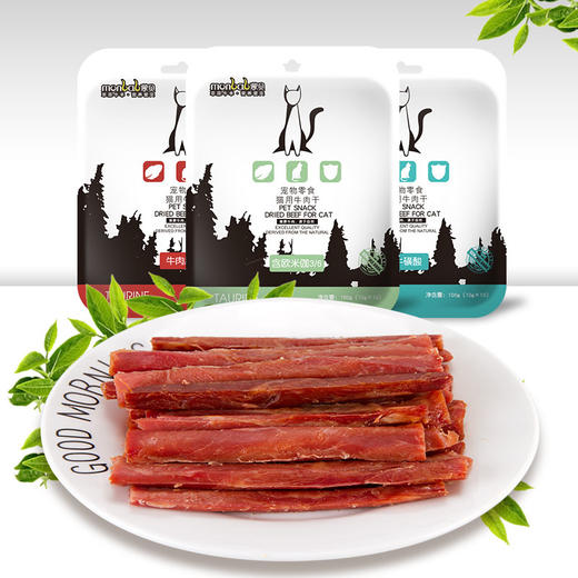 蒙贝猫用牛肉条成猫用磨牙洁齿发腮牛肉干猫条10g 商品图2