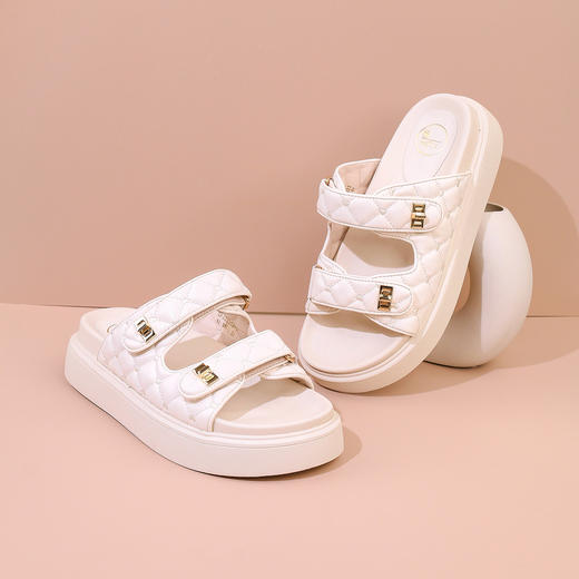 Safiya/索菲娅2023新品春夏小香风厚底外穿假日休闲气质凉拖SF32110032 商品图7