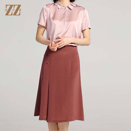 佐尔美夏季新款 优雅百搭100%桑蚕丝真丝短裙女E22QS77 商品图2