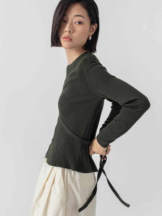 322工房再造经典丝羊绒针织系带开衫2023春夏款长袖修身外套B032 商品图2