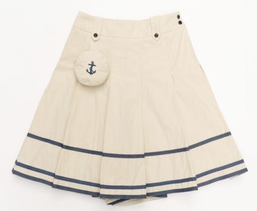 WOKERKER/K354/可拆卸复古刺绣包短裤海军风撞色织带裙裤 商品图0