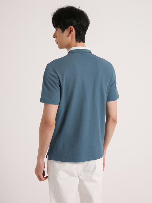 callisto绿色棉混纺丝毛麻混纺翻领T恤 SSTSS006C 商品图2