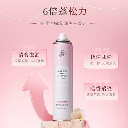 【干发 油头急救星】健美创研免洗干发喷雾200ml 头发蓬松去油懒人控油干洗网红款 懒人免水洗发喷雾一喷一揉轻松去油15秒 头发蓬松有型男女约会神器干发喷雾 商品图3