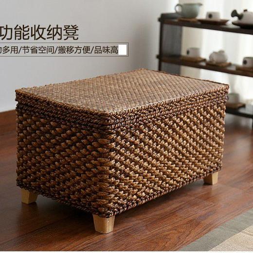田园藤草编收纳凳储物凳换鞋凳搁脚沙发方凳可坐人整理收纳箱 商品图5