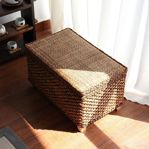田园藤草编收纳凳储物凳换鞋凳搁脚沙发方凳可坐人整理收纳箱 商品图2