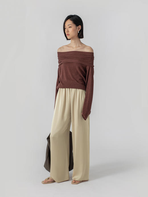 322工房质感单品水溶羊毛针织套头衫2023春夏款一字肩打底衫B040 商品图2