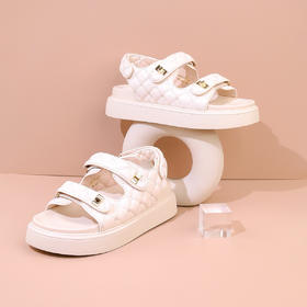 Safiya/索菲娅2023夏季新品小香风魔术贴休闲外穿松糕厚底罗马鞋 SF32115028