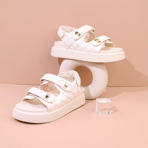 Safiya/索菲娅2023夏季新品小香风魔术贴休闲外穿松糕厚底罗马鞋 SF32115028 商品图0