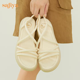 Safiya/索菲娅2023新品夏季外穿露趾交叉绑带休闲松糕罗马鞋SF32115409