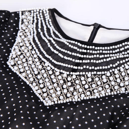 NF8D8斯尔丽瑟俪2023春夏手工钉珠赫本风波点裙高腰节减龄时尚连衣裙 商品图4