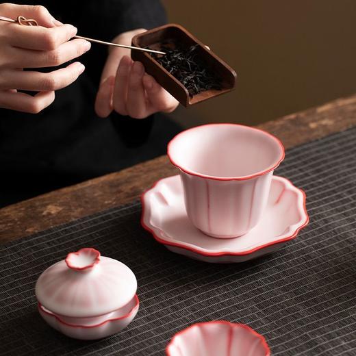 猪油冻红胎陶瓷功夫茶具套装家用茶壶盖碗泡茶器高档轻奢礼盒装 商品图3
