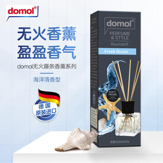 【中欧班列精选2盒】domol德国进口香薰摆件 原装进口 无火藤条挥发海洋清香50ml/瓶 商品图0