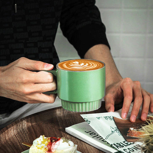 北欧式高颜值咖啡杯家用水杯子陶瓷早餐奶茶杯下午茶杯碟套装带勺 商品图5