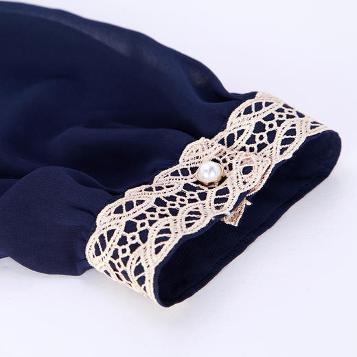 NF8E2斯尔丽瑟俪2023春夏新款蕾丝领袖口刺绣通透薄纱袖连衣裙 商品图4