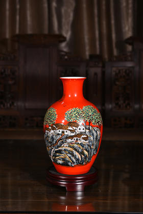 高温中华红堆画醉美乡情赏瓶