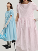 cryingcenter 夏日法式方领抽褶大裙摆冰淇凌连衣裙 商品缩略图0