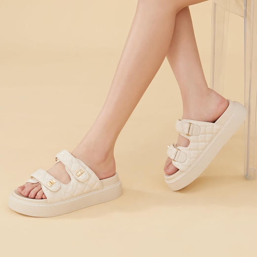 Safiya/索菲娅2023新品春夏小香风厚底外穿假日休闲气质凉拖SF32110032 商品图6