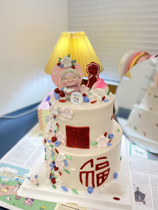 双层翻糖寿婆奶油蛋糕 提前一天预定下单前请仔细阅读商品详情 商品图0