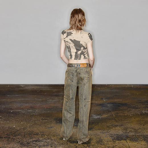  NUTH“凝视”｜印花T恤女复古修身百搭短袖夏季辣妹短上衣 商品图4