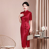 WX喜婆婆婚宴装显瘦旗袍醋酸缎新款婚礼礼服修身洋气连衣裙 商品缩略图1