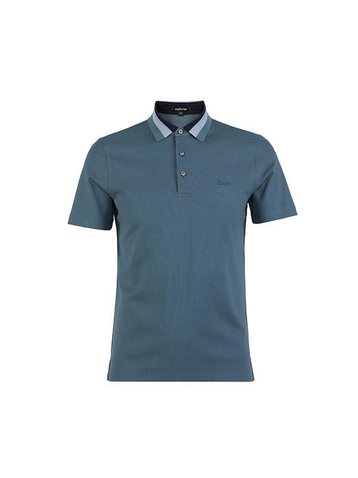 callisto绿色棉混纺丝毛麻混纺翻领T恤 SSTSS006C 商品图3