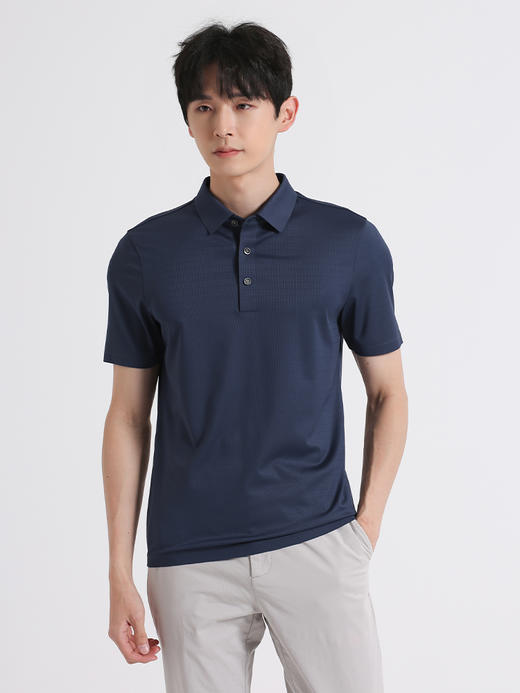 callisto深蓝色锦氨混纺短袖T恤 SSTSS061C 商品图0