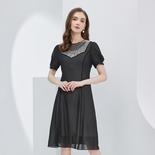 NF8D8斯尔丽瑟俪2023春夏手工钉珠赫本风波点裙高腰节减龄时尚连衣裙 商品图2