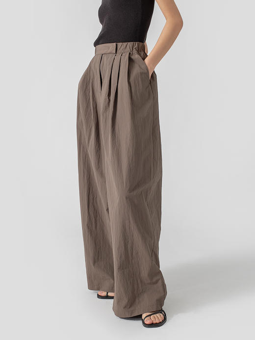 322工房搭配衣橱棉混纺休闲西裤2023春夏款百搭女士阔腿长裤B046 商品图0