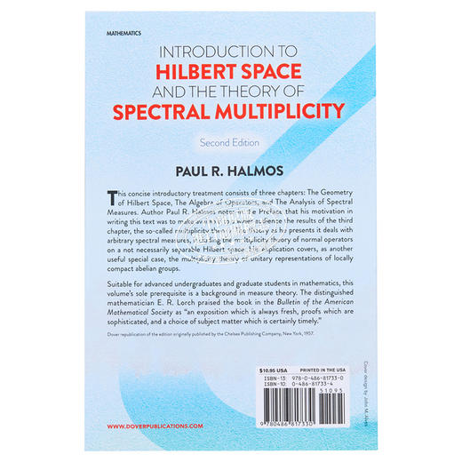 【中商原版】希尔伯特空间和谱多重性理论导论 第2版 英文原版 Introduction to Hilbert Space 2nd Edition 保罗哈尔莫斯 Halmos 商品图1