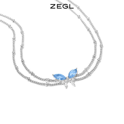 ZEGL设计师青绿绮梦系列蓝色蝴蝶项链女轻奢小众设计感锁骨链配饰 商品图3