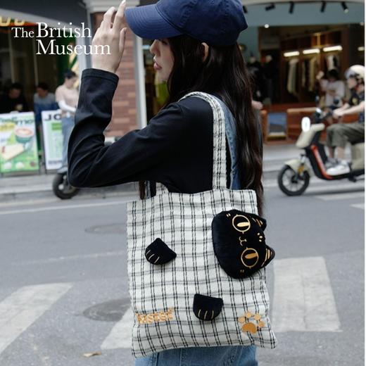 大英博物馆盖亚·安德森猫和她的朋友们系列 可爱格纹帆布包玩偶单肩包 商品图0