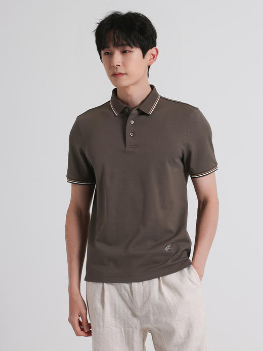 callisto咖色棉混纺翻领T恤 SSTSS150C 商品图1