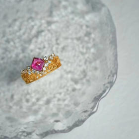 龢盒原创 古典皇冠碧玺方糖戒指