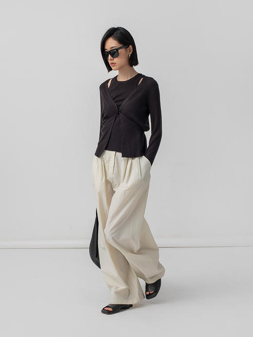 322工房再造经典丝羊绒针织系带开衫2023春夏款长袖修身外套B032 商品图3