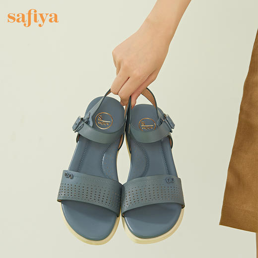 Safiya/索菲娅2023夏季新品妈妈鞋舒适真皮轻便一字带防滑坡跟厚底凉鞋SF32115037 商品图2