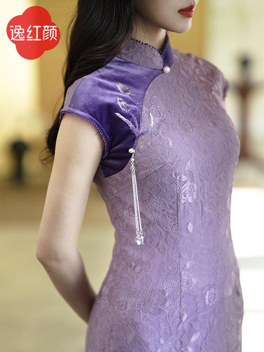 【多件多折】逸红颜玉妍2026夏季新款蕾丝旗袍改良版连衣裙女里布弹力雪纺透气 商品图3