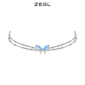 ZEGL设计师青绿绮梦系列蓝色蝴蝶项链女轻奢小众设计感锁骨链配饰