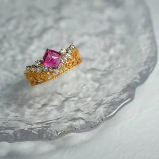 龢盒原创 古典皇冠碧玺方糖戒指 商品图2